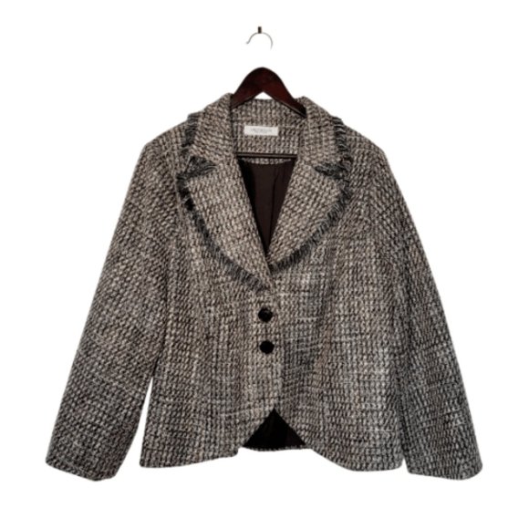 Laura Plus Petite Plaid Tweed Jacket Blazer Size L - Picture 1 of 9